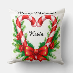 Almofada Decoração Festiva de Natal com Bengalas de Açúcar