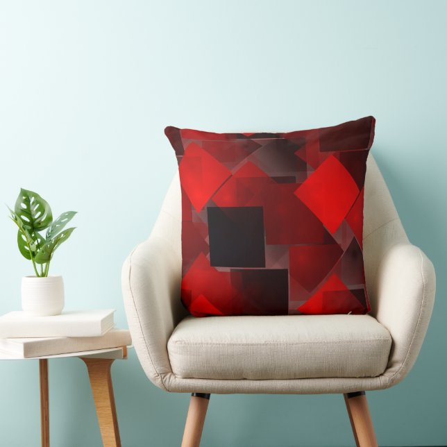 Almofada decoração geométrica abstrato preto vermelho (Cadeira)