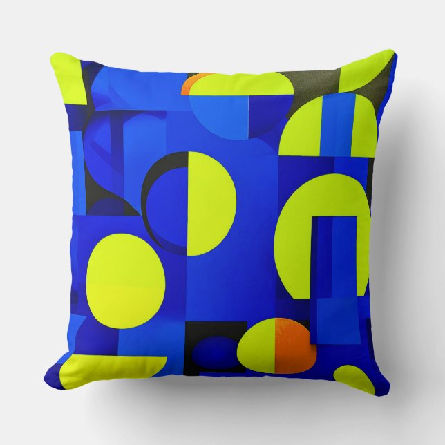 Almofada 💙 Decoração Geométrica Amarela Azul para Casas Mo (Frente)