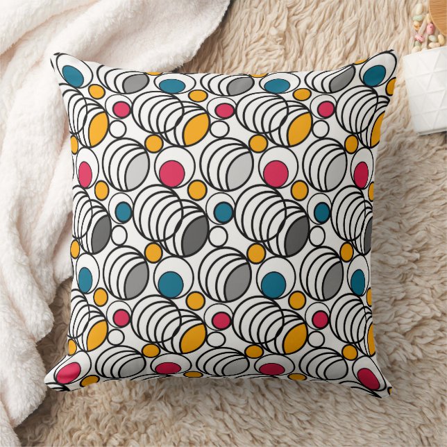 Almofada Decoração geométrica de círculos e anéis retrô ano (Cobertor)