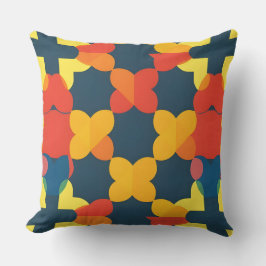 Almofada Decoração Geométrica Floral Moderna Laranja Turque
