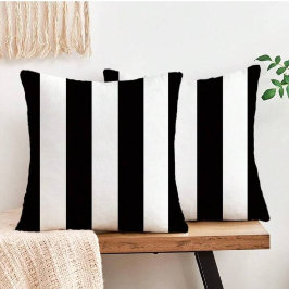 Almofada Decoração Moderna ao Ar Livre Preta e Branca Listr