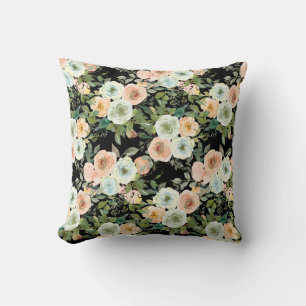 Almofada Decoração Moderna Peonias Florais Cor de Pêssego