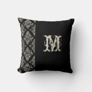 Almofada Decoração Monogrammed pintado mão do damasco