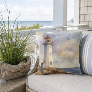 Almofada Decoração Náutica de Farol Costeiro para Casa