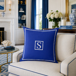 Almofada Decoração Personalizada com Monograma Azul Náutico