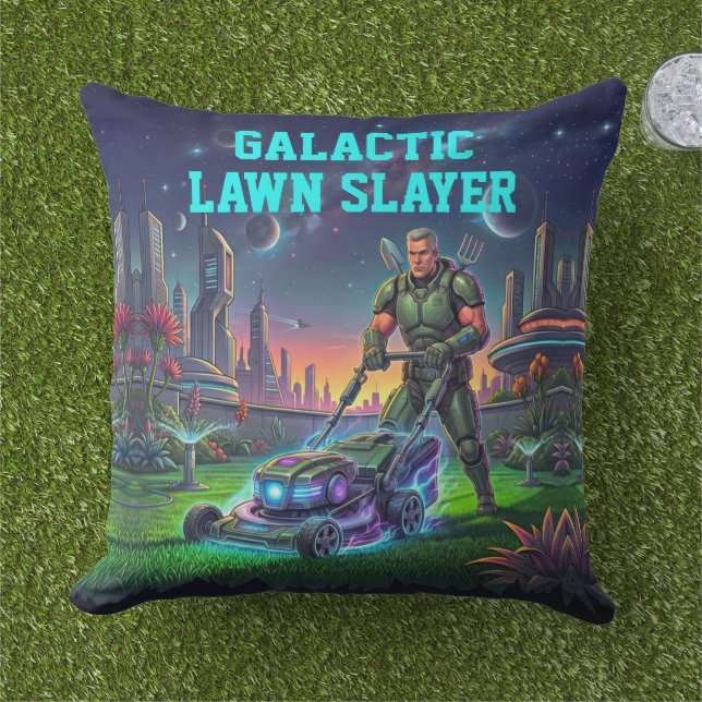 Almofada Decoração Retro de Astronauta de Ficção Científica (Grama)