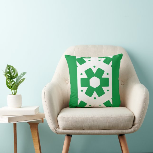 Almofada Decoração verde Kelly e branco (Cadeira)