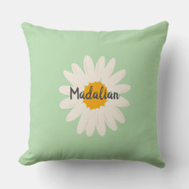 Almofada Decoração verde monograma para crianças com girass