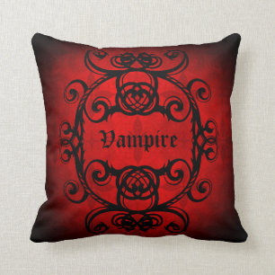 Almofada Decoração vermelha e preta do vampiro gótico do
