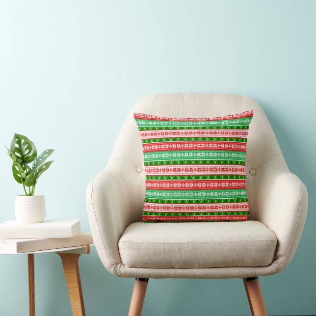 ALMOFADA DECORAÇÕES DE NATAL DESIGN VERMELHO BRANCO VERDE (Cadeira)
