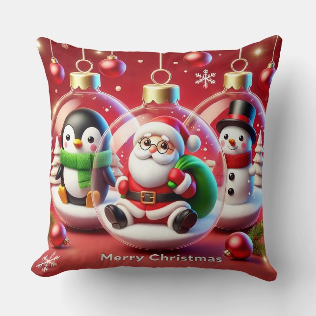 Almofada Decorações Festivas de Natal com Papai Noel (Frente)