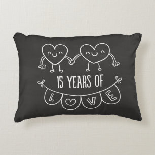 Almofada Decorativa 15 Anniversário Gift Chalk Hearts