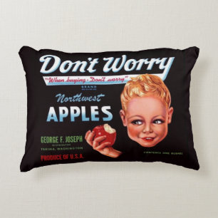 Almofada Decorativa 1930s Não se preocupe com a etiqueta da fruta das 