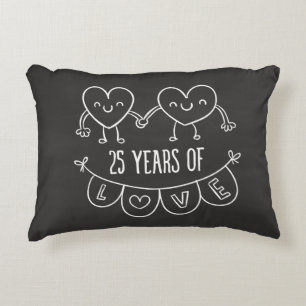Almofada Decorativa 25 Anniversário Gift Chalk Hearts