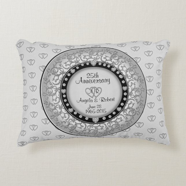 Almofada Decorativa 25th Silver Wedding Anniversary (Frente)