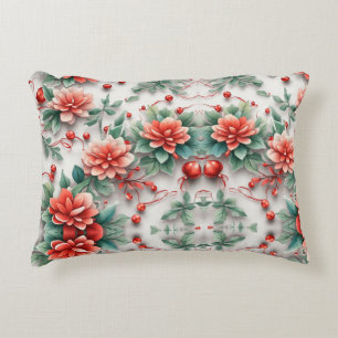Almofada Decorativa 3d Flores de Natal Padrão Digital Floral