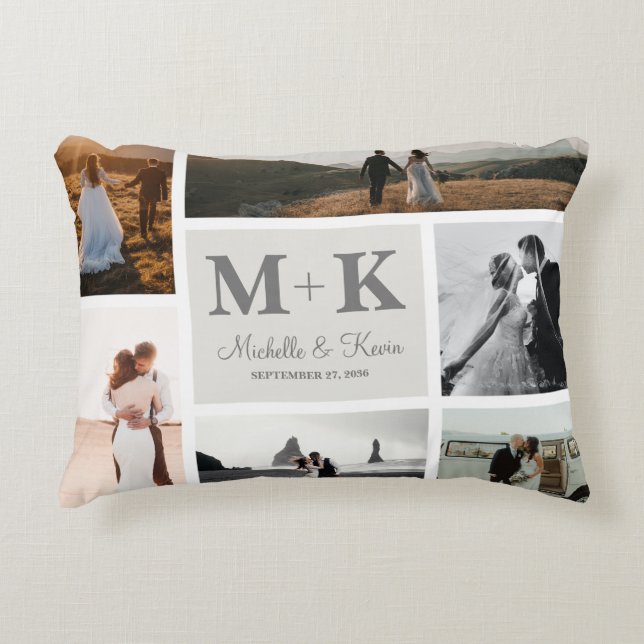 Almofada Decorativa 6 Fotografia Collage Newlyweds Keepsael (Frente)