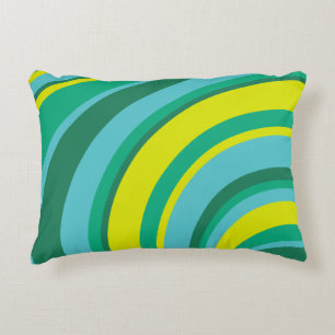 Almofada Decorativa 70s Retro Groovy Wave Rainbow Teal Green Yellow