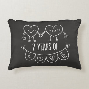 Almofada Decorativa 7 Anniversário Gift Chalk Hearts