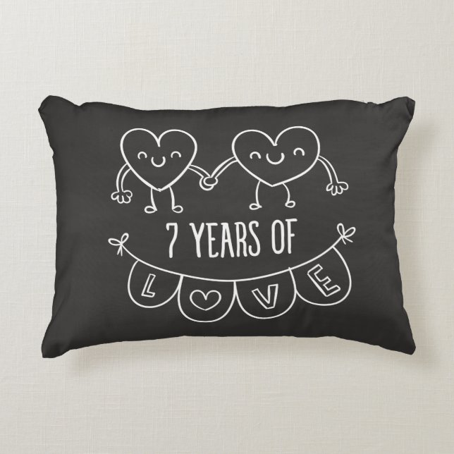 Almofada Decorativa 7 Anniversário Gift Chalk Hearts (Frente)