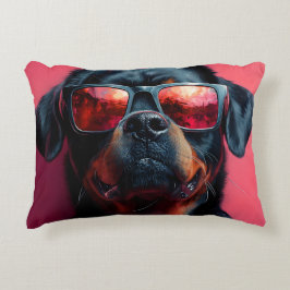Almofada Decorativa A cool rottweiler with sunglasses
