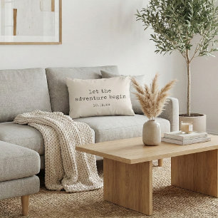 Almofada Decorativa A Data Aventura Começa Citação Minimalista Data de