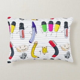 Almofada Decorativa A escola engraçada fornece personagens.