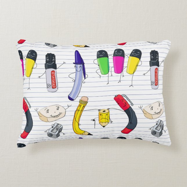 Almofada Decorativa A escola engraçada fornece personagens. (Frente)