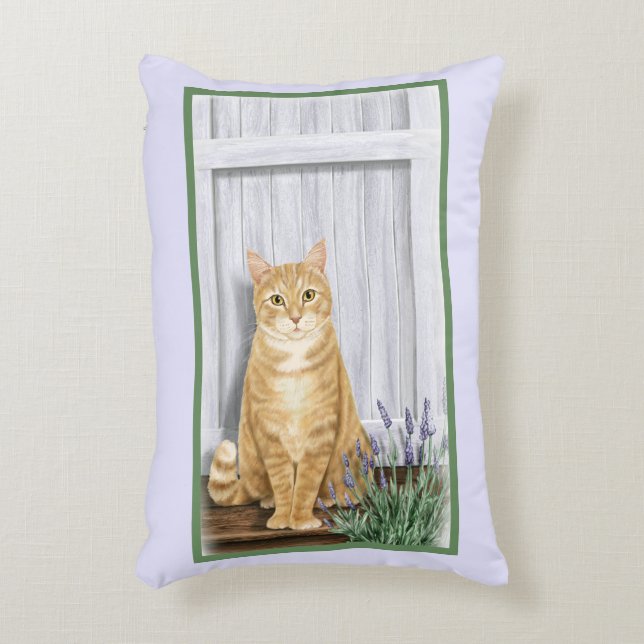 Almofada Decorativa A Lavanda Ginger Cat Personalizada (Frente(Vertical))