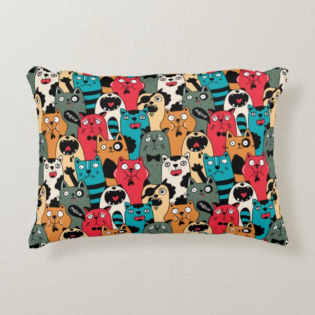 Almofada Decorativa A multidão de gatos (Frente)