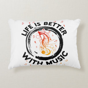 Almofada Decorativa A Vida É Melhor Com Notas De Música Musical Lov