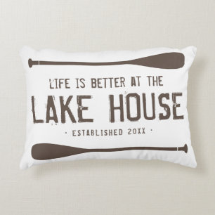 Almofada Decorativa A vida rústica é melhor nas pás da casa do lago