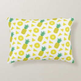 Almofada Decorativa Abacaxi Amarelo Padrão de Frutas Verde Moderno