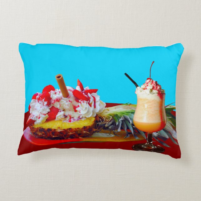 Almofada Decorativa Abacaxi e sorvete com suor de fruta (Verso)