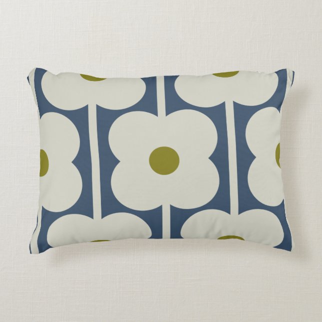Almofada Decorativa Abacus Flor Linhado Eyelet Branco e Azul (Frente)