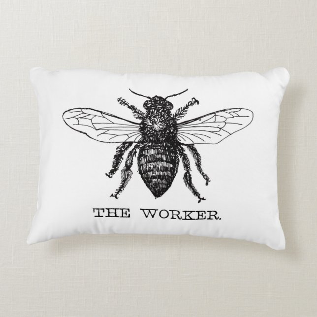 Almofada Decorativa Abeja Trabalhadora Mel Abelha Preta (Verso)