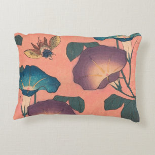 Almofada Decorativa Abelhas e Flores - Arte Japonesa Rosa Floral