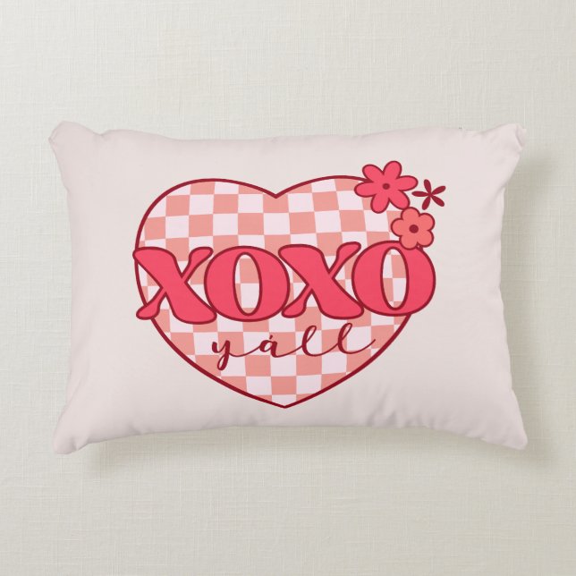 Almofada Decorativa Abraços Xoxo e beijos, cor-de-rosa (Frente)