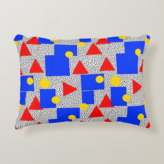 Almofada Decorativa Abstracção Geométrica Ousada Cor Primária Estilo M (Frente)