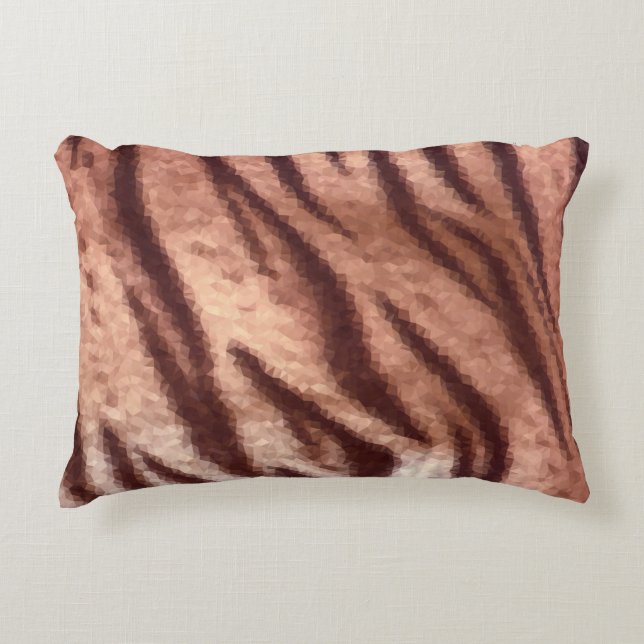 Almofada Decorativa Abstract low poly animal tiger fur pattern. Nature (Frente)