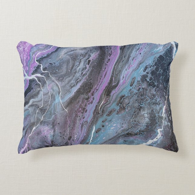 Almofada Decorativa Abstract Purple & Teal Flow (Frente)
