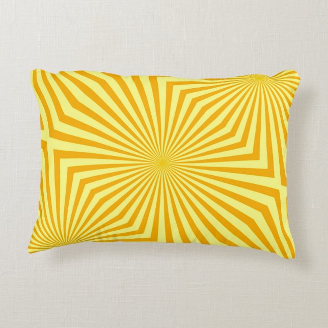 Almofada Decorativa Abstract Retro Bright Yellow Sunbeam Pattern (Verso)
