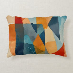 Almofada Decorativa Abstrato Ângulos de Azul e Laranja