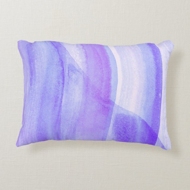 Almofada Decorativa Abstrato de Aquarela de Lagos Azul (Verso)