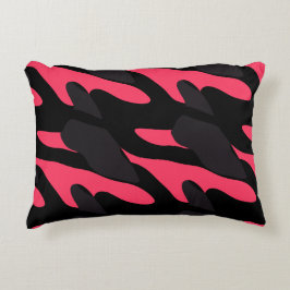Almofada Decorativa Abstrato de camuflagem rosa quente, cinza e preto