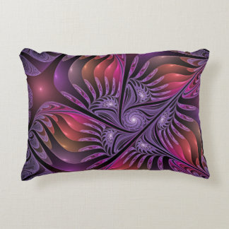 Almofada Decorativa Abstrato de Fantasia Colorida Fractal Roxo