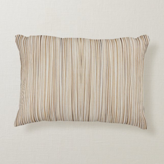 Almofada Decorativa Abstrato de linhas castanho-brancas design (Verso)