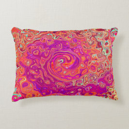 Almofada Decorativa Abstrato de Retro Coral e espiral de mármore roxo