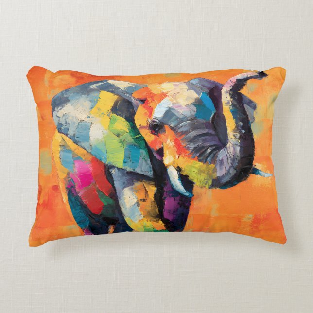Almofada Decorativa Abstrato Happy Rainbow Elephant (Frente)